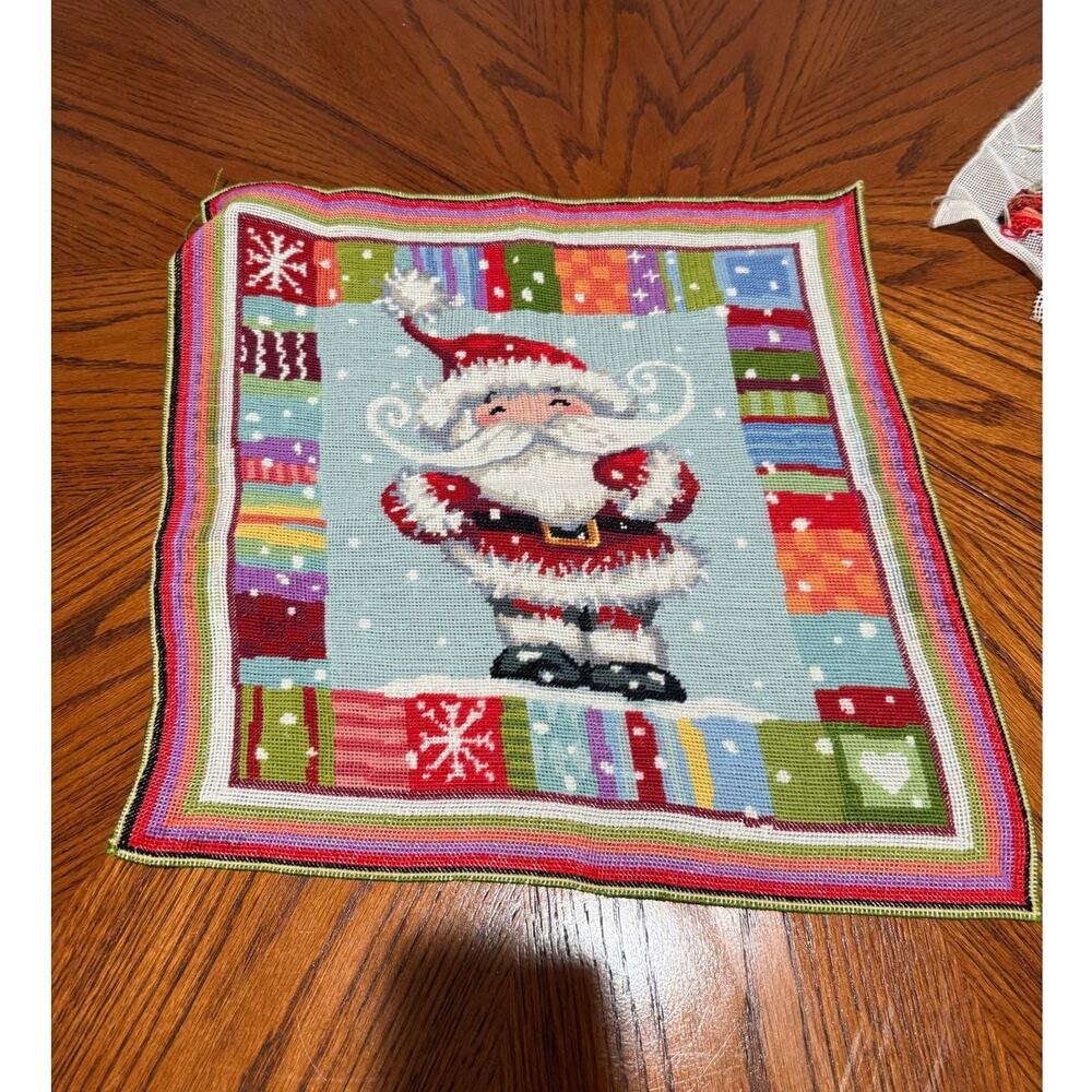 Dimensions Santa Claus Christmas Needlepoint | Completed 14x14 | Pillow or Frame